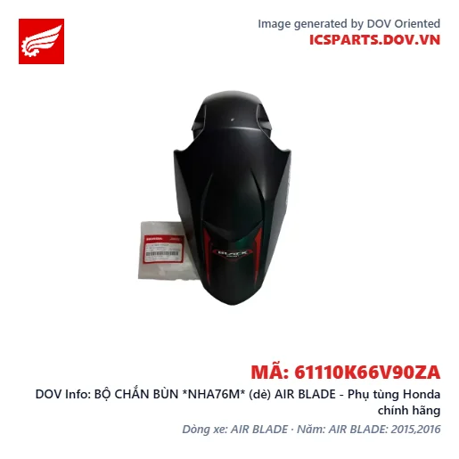 BỘ CHẮN BÙN *NHA76M* (dè) AIR BLADE - Phụ tùng Honda chính hãng