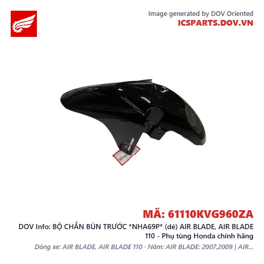BỘ CHẮN BÙN TRƯỚC *NHA69P* (dè) AIR BLADE, AIR BLADE 110 - Phụ tùng Honda chính hãng