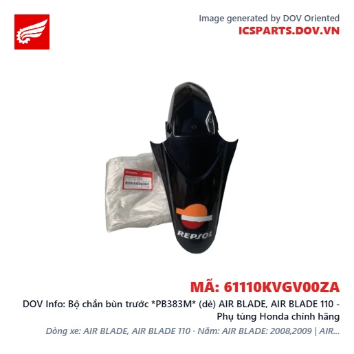 Bộ chắn bùn trước *PB383M* (dè) AIR BLADE, AIR BLADE 110 - Phụ tùng Honda chính hãng