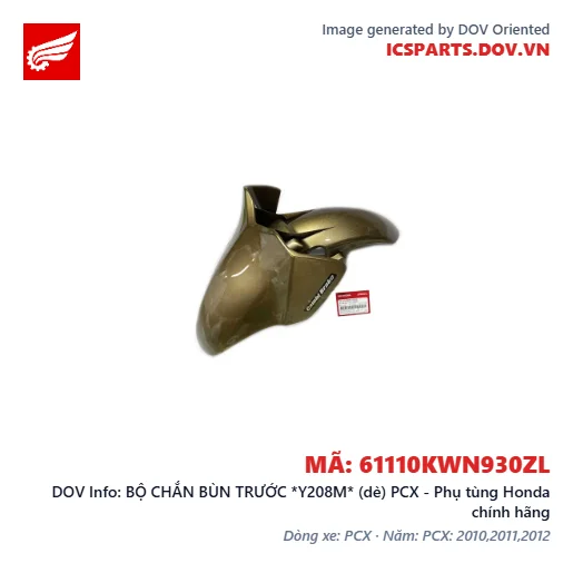 BỘ CHẮN BÙN TRƯỚC *Y208M* (dè) PCX - Phụ tùng Honda chính hãng