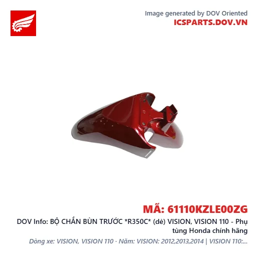 BỘ CHẮN BÙN TRƯỚC *R350C* (dè) VISION, VISION 110 - Phụ tùng Honda chính hãng
