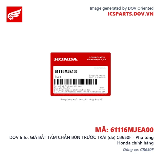 GIÁ BẮT TẤM CHẮN BÙN TRƯỚC TRÁI (dè) CB650F - Phụ tùng Honda chính hãng