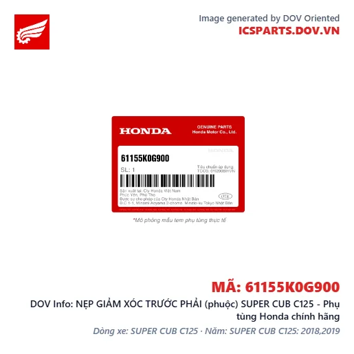 NẸP GIẢM XÓC TRƯỚC PHẢI (phuộc) SUPER CUB C125 - Phụ tùng Honda chính hãng