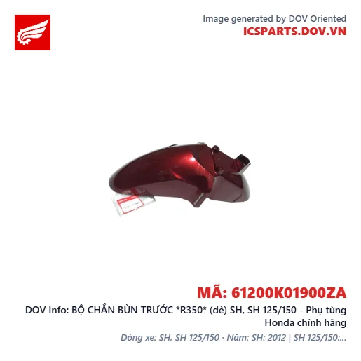 BỘ CHẮN BÙN TRƯỚC *R350* (dè) SH, SH 125/150 - Phụ tùng Honda chính hãng