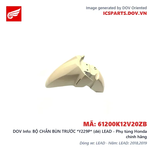 BỘ CHẮN BÙN TRƯỚC *Y229P* (dè) LEAD - Phụ tùng Honda chính hãng