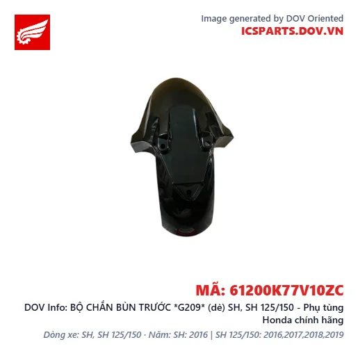 BỘ CHẮN BÙN TRƯỚC *G209* (dè) SH, SH 125/150 - Phụ tùng Honda chính hãng