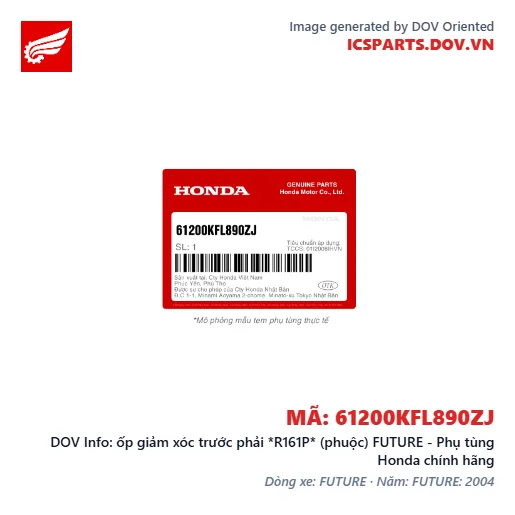 ốp giảm xóc trước phải *R161P* (phuộc) FUTURE - Phụ tùng Honda chính hãng