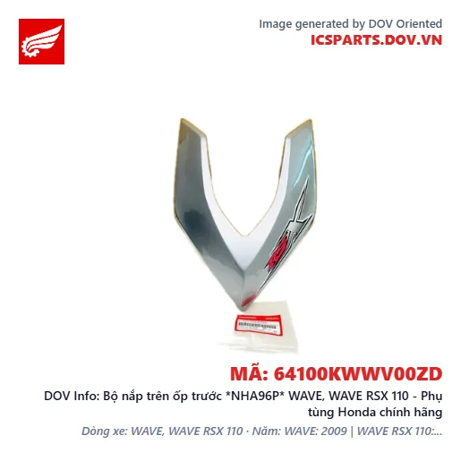 Bộ nắp trên ốp trước *NHA96P* WAVE, WAVE RSX 110 - Phụ tùng Honda chính hãng