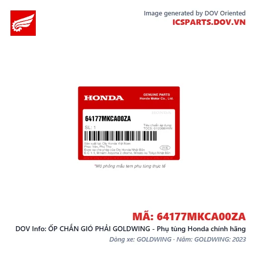ỐP CHẮN GIÓ PHẢI GOLDWING - Phụ tùng Honda chính hãng