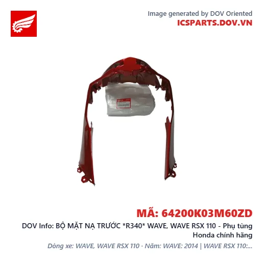 BỘ MẶT NẠ TRƯỚC *R340* WAVE, WAVE RSX 110 - Phụ tùng Honda chính hãng