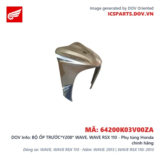 BỘ ỐP TRƯỚC*Y208* WAVE, WAVE RSX 110 - Phụ tùng Honda chính hãng