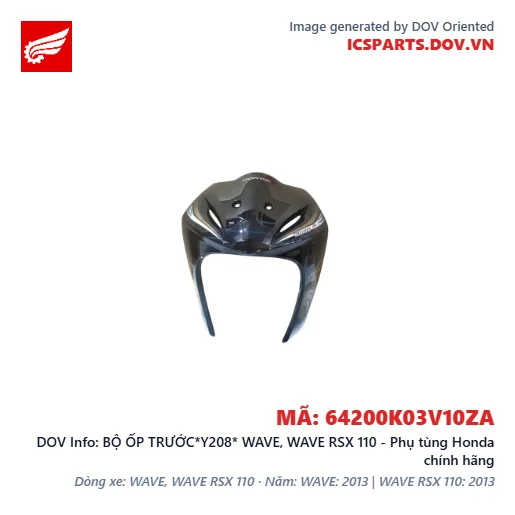 BỘ ỐP TRƯỚC*Y208* WAVE, WAVE RSX 110 - Phụ tùng Honda chính hãng