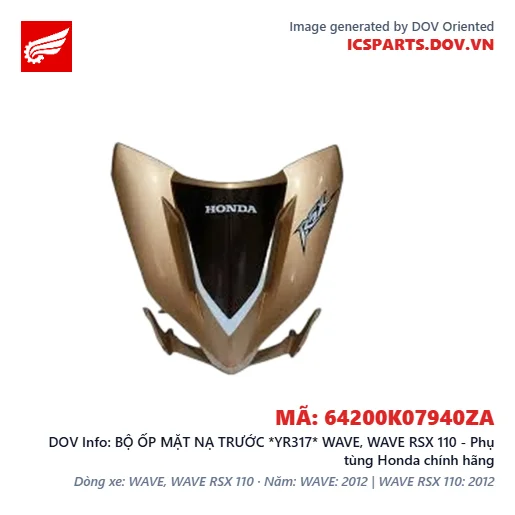 BỘ ỐP MẶT NẠ TRƯỚC *YR317* WAVE, WAVE RSX 110 - Phụ tùng Honda chính hãng
