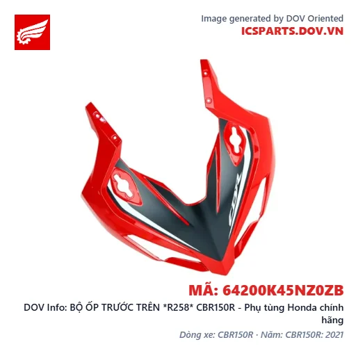 BỘ ỐP TRƯỚC TRÊN *R258* CBR150R - Phụ tùng Honda chính hãng
