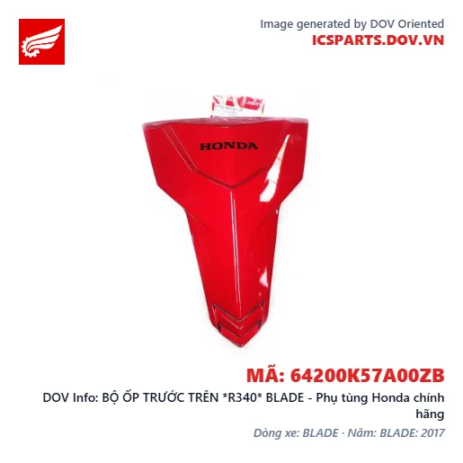 BỘ ỐP TRƯỚC TRÊN *R340* BLADE - Phụ tùng Honda chính hãng