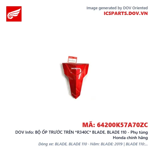 BỘ ỐP TRƯỚC TRÊN *R340C* BLADE, BLADE 110 - Phụ tùng Honda chính hãng