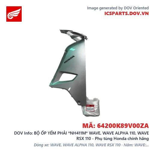 BỘ ỐP YẾM PHẢI *NH411M* WAVE, WAVE ALPHA 110, WAVE RSX 110 - Phụ tùng Honda chính hãng
