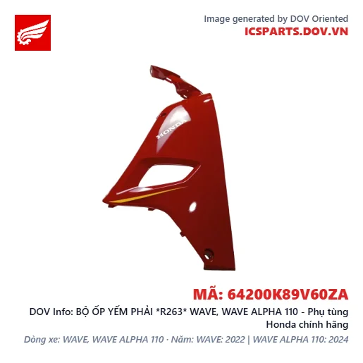 BỘ ỐP YẾM PHẢI *R263* WAVE, WAVE ALPHA 110 - Phụ tùng Honda chính hãng