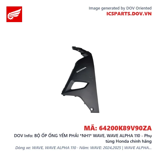 BỘ ỐP ỐNG YẾM PHẢI *NH1* WAVE, WAVE ALPHA 110 - Phụ tùng Honda chính hãng