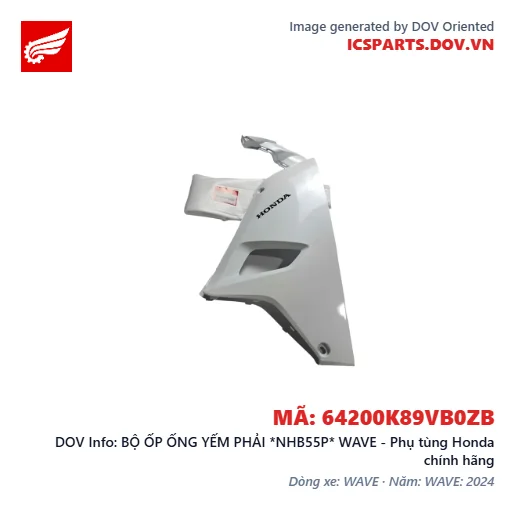 BỘ ỐP ỐNG YẾM PHẢI *NHB55P* WAVE - Phụ tùng Honda chính hãng