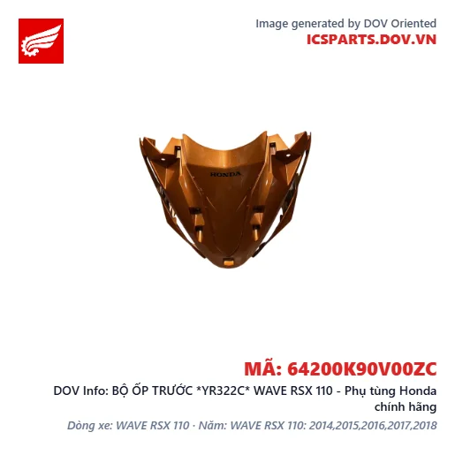 BỘ ỐP TRƯỚC *YR322C* WAVE RSX 110 - Phụ tùng Honda chính hãng