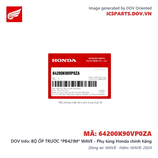 BỘ ỐP TRƯỚC *PB421M* WAVE - Phụ tùng Honda chính hãng