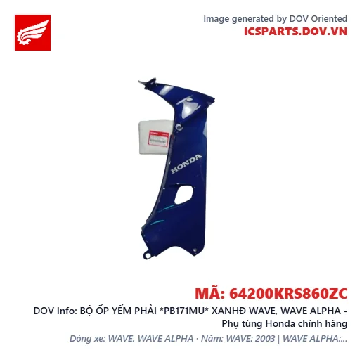 BỘ ỐP YẾM PHẢI *PB171MU* XANHĐ WAVE, WAVE ALPHA - Phụ tùng Honda chính hãng