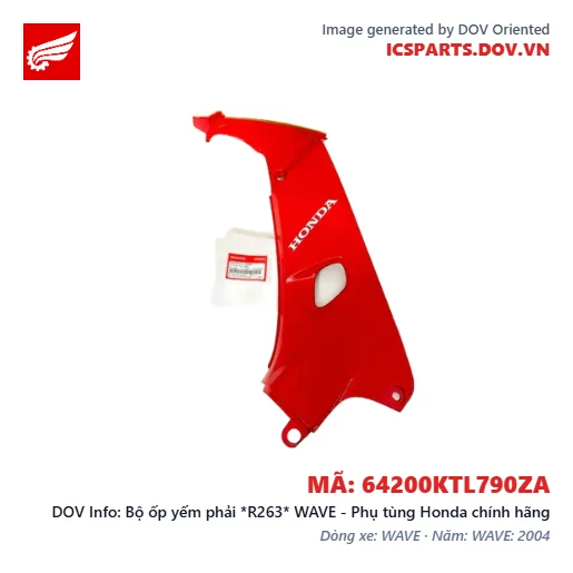 Bộ ốp yếm phải *R263* WAVE - Phụ tùng Honda chính hãng