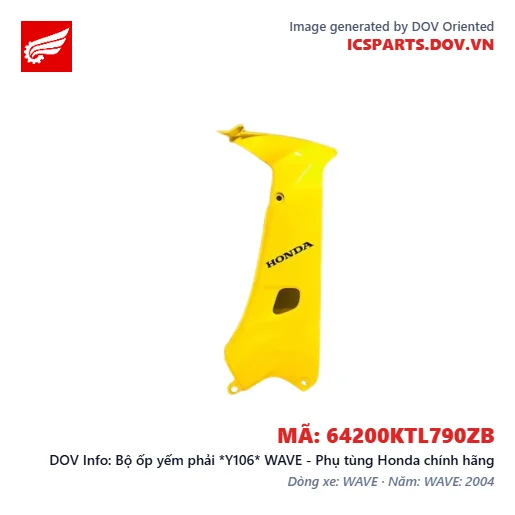 Bộ ốp yếm phải *Y106* WAVE - Phụ tùng Honda chính hãng