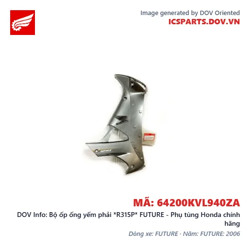 Bộ ốp ống yếm phải *R315P* FUTURE - Phụ tùng Honda chính hãng