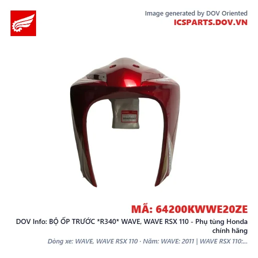 BỘ ỐP TRƯỚC *R340* WAVE, WAVE RSX 110 - Phụ tùng Honda chính hãng