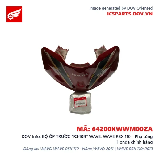 BỘ ỐP TRƯỚC *R340B* WAVE, WAVE RSX 110 - Phụ tùng Honda chính hãng