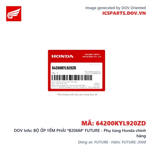 BỘ ỐP YẾM PHẢI *B206M* FUTURE - Phụ tùng Honda chính hãng