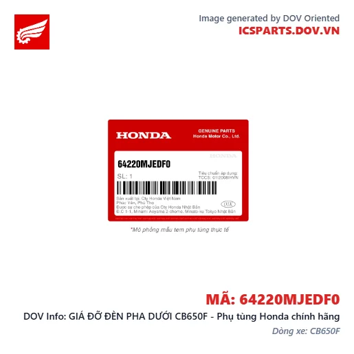 GIÁ ĐỠ ĐÈN PHA DƯỚI CB650F - Phụ tùng Honda chính hãng