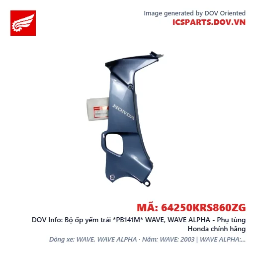 Bộ ốp yếm trái *PB141M* WAVE, WAVE ALPHA - Phụ tùng Honda chính hãng