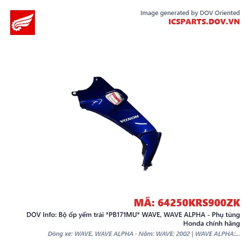 Bộ ốp yếm trái *PB171MU* WAVE, WAVE ALPHA - Phụ tùng Honda chính hãng