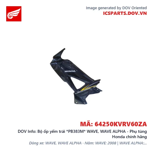 Bộ ốp yếm trái *PB383M* WAVE, WAVE ALPHA - Phụ tùng Honda chính hãng