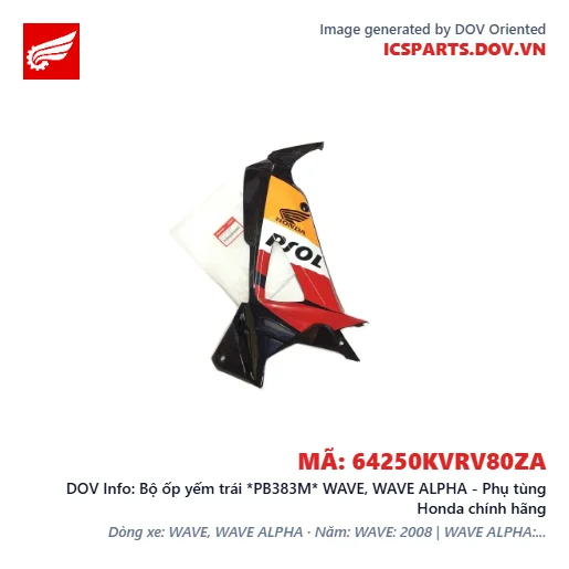Bộ ốp yếm trái *PB383M* WAVE, WAVE ALPHA - Phụ tùng Honda chính hãng