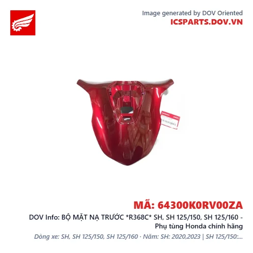 BỘ MẶT NẠ TRƯỚC *R368C* SH, SH 125/150, SH 125/160 - Phụ tùng Honda chính hãng