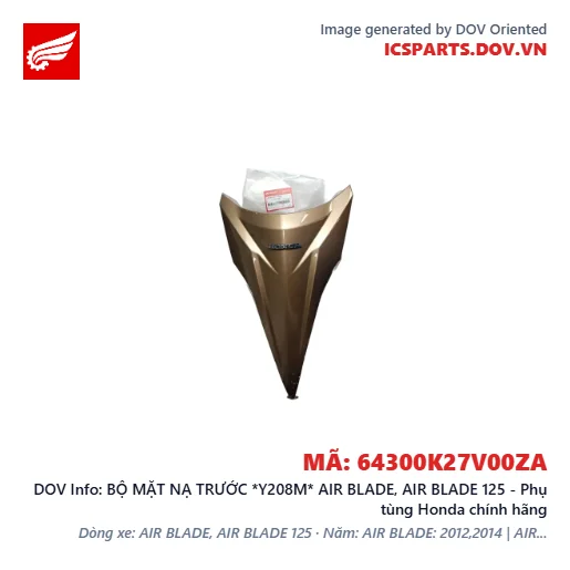BỘ MẶT NẠ TRƯỚC *Y208M* AIR BLADE, AIR BLADE 125 - Phụ tùng Honda chính hãng