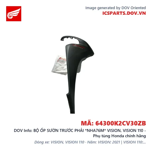 BỘ ỐP SƯỜN TRƯỚC PHẢI *NHA76M* VISION, VISION 110 - Phụ tùng Honda chính hãng
