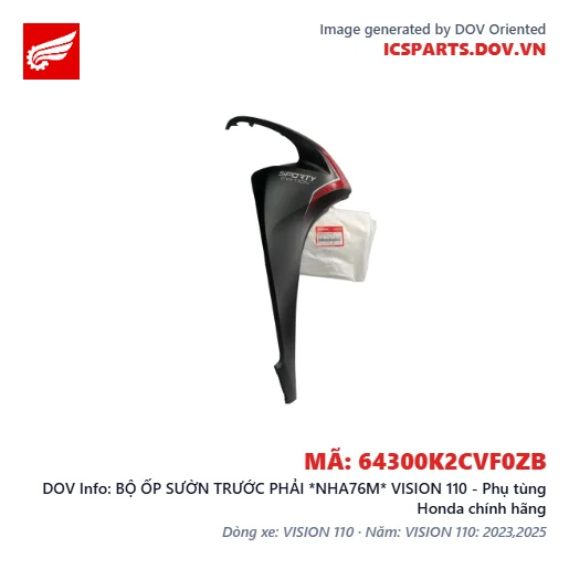 BỘ ỐP SƯỜN TRƯỚC PHẢI *NHA76M* VISION 110 - Phụ tùng Honda chính hãng
