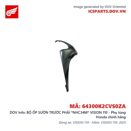 BỘ ỐP SƯỜN TRƯỚC PHẢI *NHC34M* VISION 110 - Phụ tùng Honda chính hãng