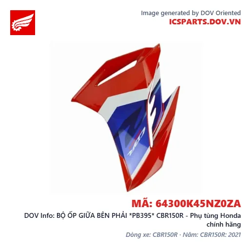 BỘ ỐP GIỮA BÊN PHẢI *PB395* CBR150R - Phụ tùng Honda chính hãng