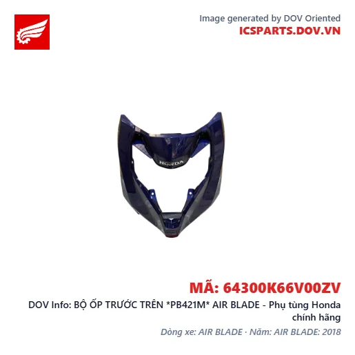BỘ ỐP TRƯỚC TRÊN *PB421M* AIR BLADE - Phụ tùng Honda chính hãng
