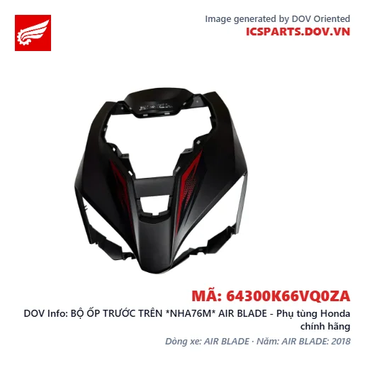 BỘ ỐP TRƯỚC TRÊN *NHA76M* AIR BLADE - Phụ tùng Honda chính hãng
