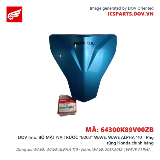 BỘ MẶT NẠ TRƯỚC *B203* WAVE, WAVE ALPHA 110 - Phụ tùng Honda chính hãng