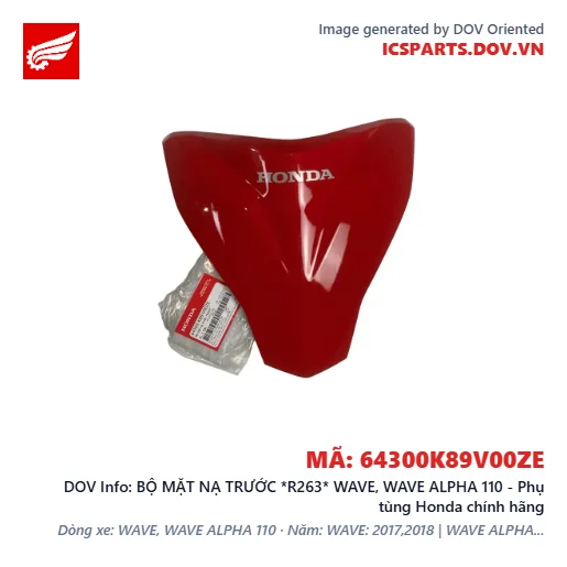 BỘ MẶT NẠ TRƯỚC *R263* WAVE, WAVE ALPHA 110 - Phụ tùng Honda chính hãng