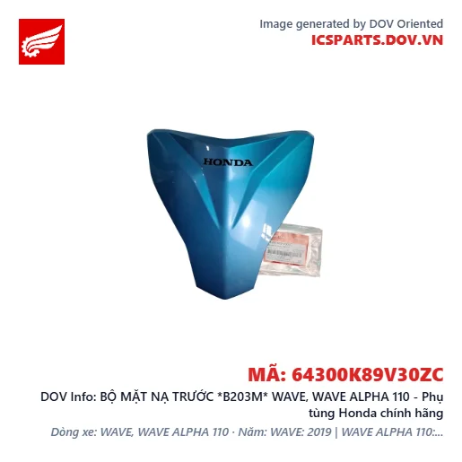 BỘ MẶT NẠ TRƯỚC *B203M* WAVE, WAVE ALPHA 110 - Phụ tùng Honda chính hãng