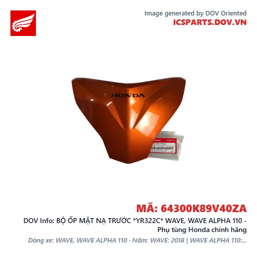 BỘ ỐP MẶT NẠ TRƯỚC *YR322C* WAVE, WAVE ALPHA 110 - Phụ tùng Honda chính hãng